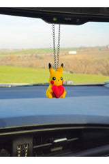 Pikachu with Heart Car Rearview Mirror Charm - Valentine's Day Gift - TryAladdin