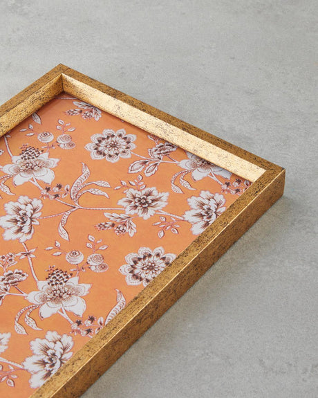 Professional Pine Rose Decorative Tray Orange Accent