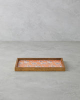 Professional Pine Rose Decorative Tray Orange Accent