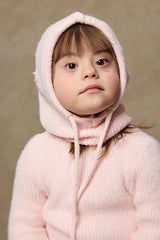 Pink Flower Knitted Mohair Blend Balaclava Beanie - TryAladdin