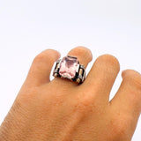 Pink Morganite Gemstone Unisex Silver Ring