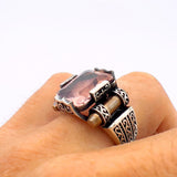 Pink Morganite Gemstone Unisex Silver Ring