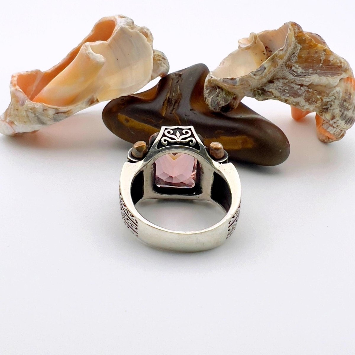 Pink Morganite Gemstone Unisex Silver Ring