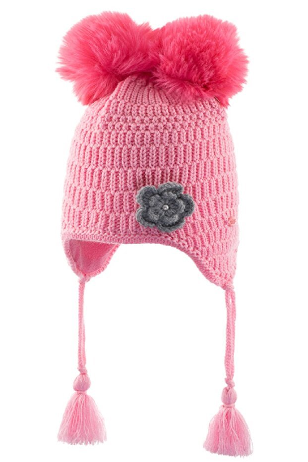 Pink Pom - Pom Earflap Beanie for Girls - TryAladdin