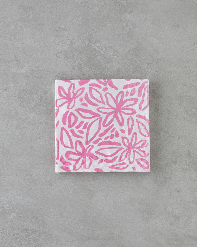 Premium Floral Design Pink Paper Napkins - 20 Count Bulk Pack