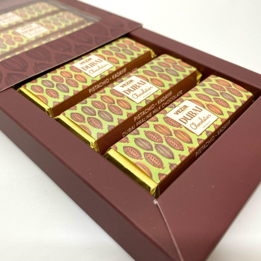 Pistachio Praline Dubai Chocolate Bar – Crispy & Nutty Delight 37gr (6pcs) - TryAladdin