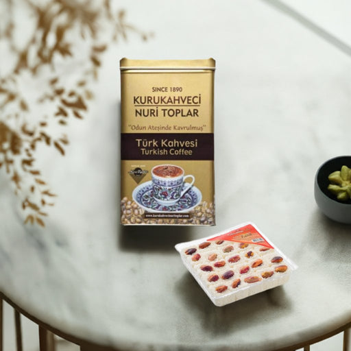 Pistachio Turkish Delight (200g) & Nuri Toplar Turkish Coffee (300g) Bundle Nuri Toplar Coffee