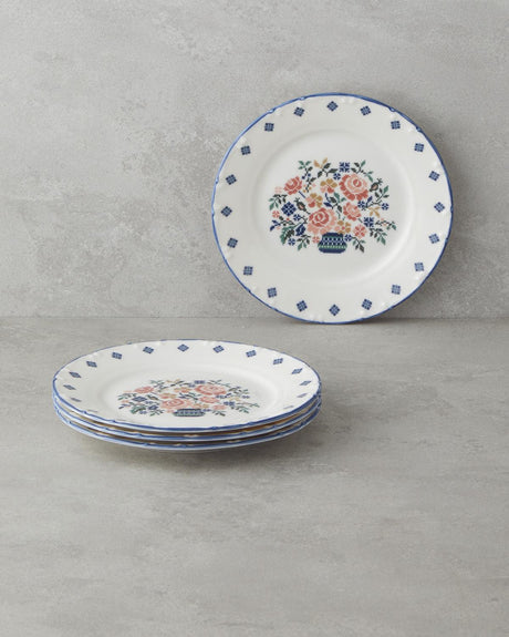 Premium-Pixel-Pattern-Porcelain-Dessert-Plate-Set-4-Piece