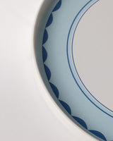 Plastic Round Serving Tray - Blue & White Tortue Motif - TryAladdin
