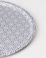 Plastic Round Serving Tray - Luminous Blue & White Design - TryAladdin