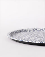 Plastic Round Serving Tray - Luminous Blue & White Design - TryAladdin