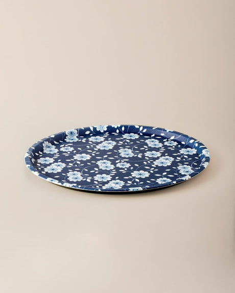 Plastic Round Serving Tray - Reve Blue Vista Design - TryAladdin