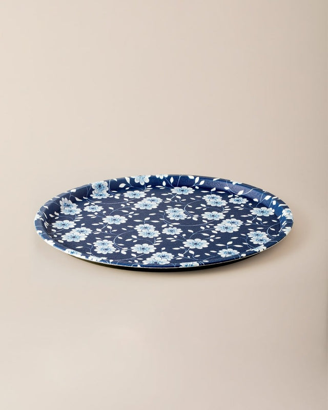Plastic Round Serving Tray - Reve Blue Vista Design - TryAladdin
