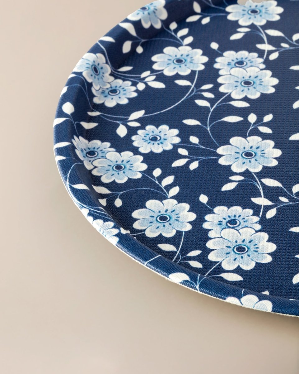 Plastic Round Serving Tray - Reve Blue Vista Design - TryAladdin