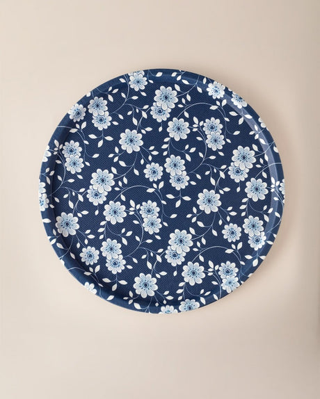 Plastic Round Serving Tray - Reve Blue Vista Design - TryAladdin