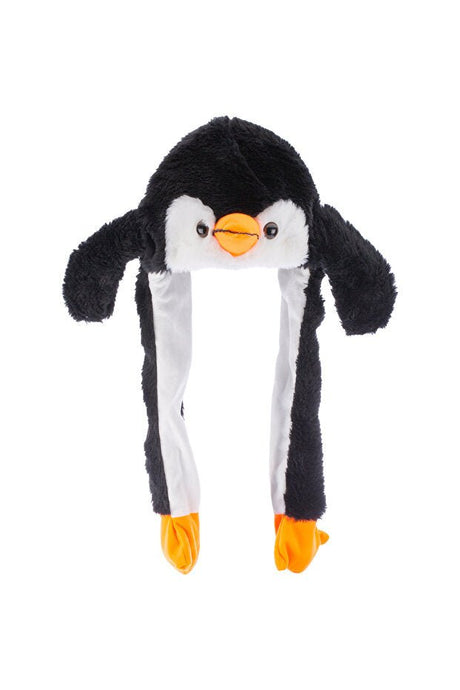 Plush Penguin Hat - Moving Ears Winter Beanie - TryAladdin