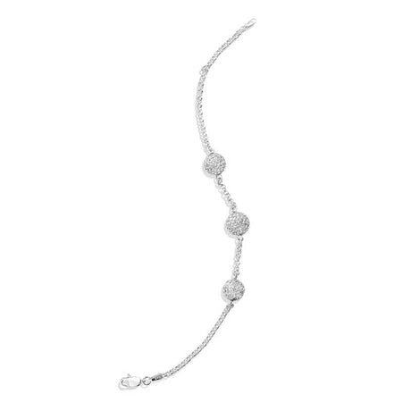 Elegant Silver-Tone Station Bracelet with Sparkling Pave Balls