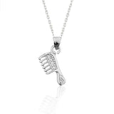 Sterling Silver Comb Pendant Necklace - Sparkling Cubic Zirconia