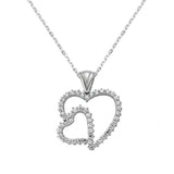 Necklace - Sterling Silver Sparkling Double Heart Pendant