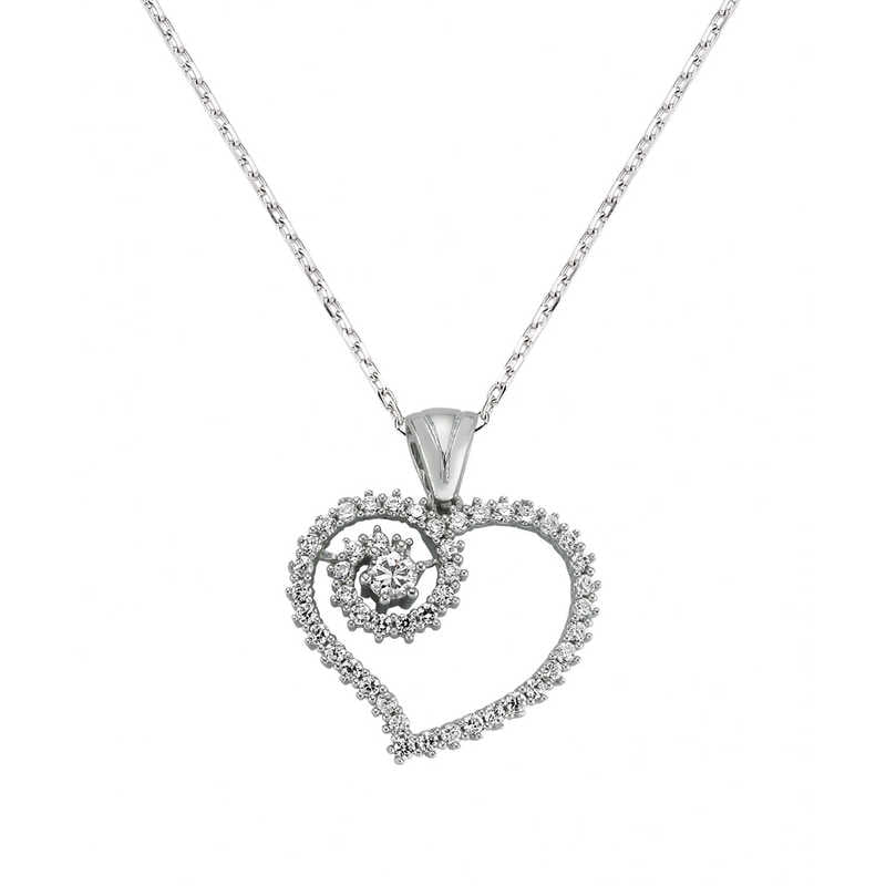 Necklace - Sterling Silver Sparkling Heart Spiral Pendant
