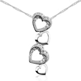 Sterling Silver - Dazzling Triple Heart Pendant Necklace