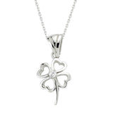 Sterling Silver - Sparkling Four-Leaf Clover Pendant Necklace
