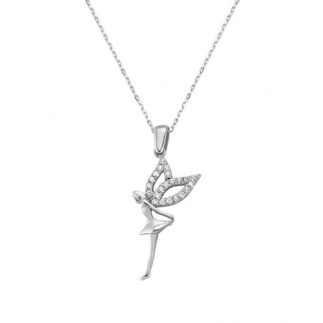 Sterling Silver Necklace - Sparkling Zirconia Fairy Dancer Pendant