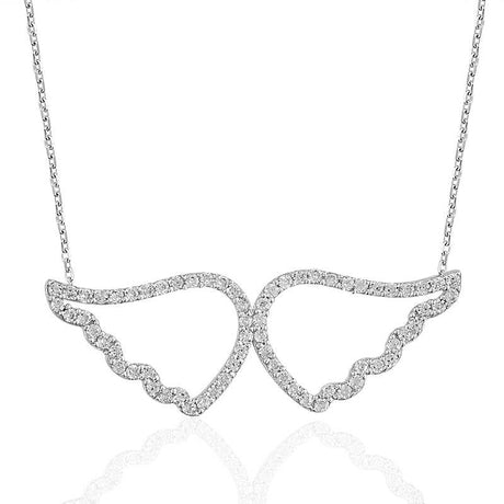 Necklace - Dazzling Silver-Tone Angel Wing Pendant