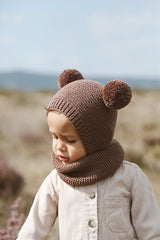 Pom - pom Beanie Hat & Neck Warmer Set - 100% cotton - TryAladdin