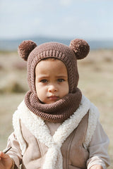 Pom - pom Beanie Hat & Neck Warmer Set - 100% cotton - TryAladdin