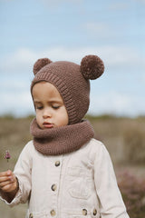 Pom - pom Beanie Hat & Neck Warmer Set - 100% cotton - TryAladdin