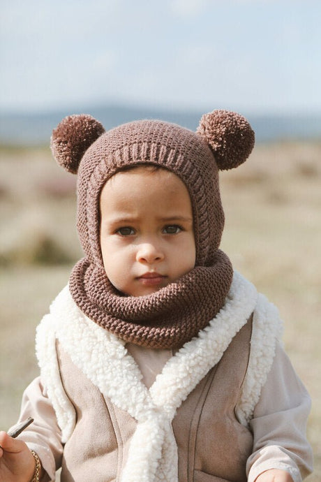 Pom - pom Beanie Hat & Neck Warmer Set - 100% Cotton - TryAladdin