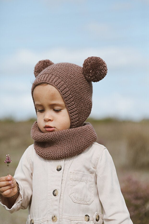 Pom - pom Beanie Hat & Neck Warmer Set - 100% Cotton - TryAladdin