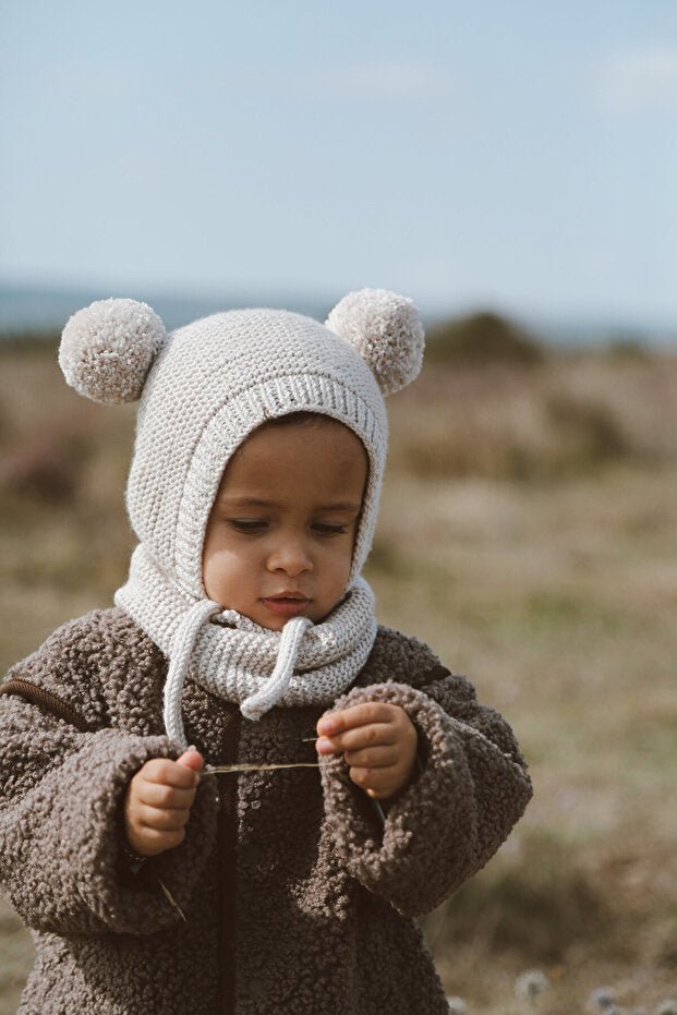 Pom - Pom cotton Hat & Neck Warmer Set - TryAladdin