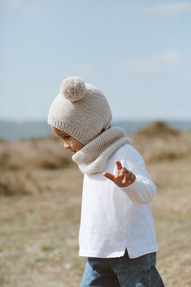 Pom - Pom Cotton Hat & Neck Warmer Set - TryAladdin