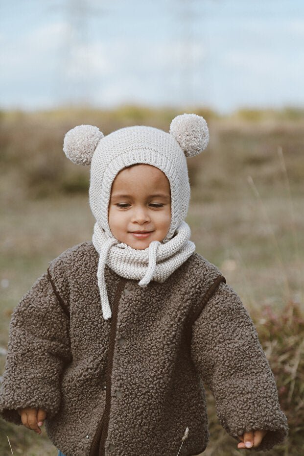 Pom - Pom Cotton Hat & Neck Warmer Set - TryAladdin