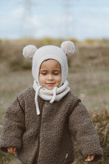 Pom - Pom cotton Hat & Neck Warmer Set - TryAladdin