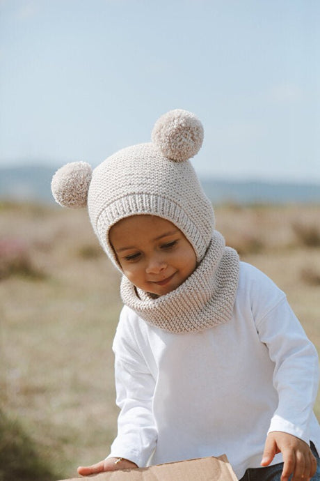 Pom - Pom cotton Hat & Neck Warmer Set - TryAladdin