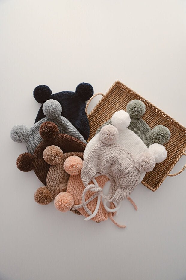Pom - Pom Cotton Hat & Neck Warmer Set - TryAladdin
