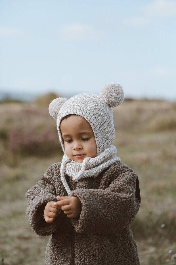 Pom - Pom cotton Hat & Neck Warmer Set - TryAladdin