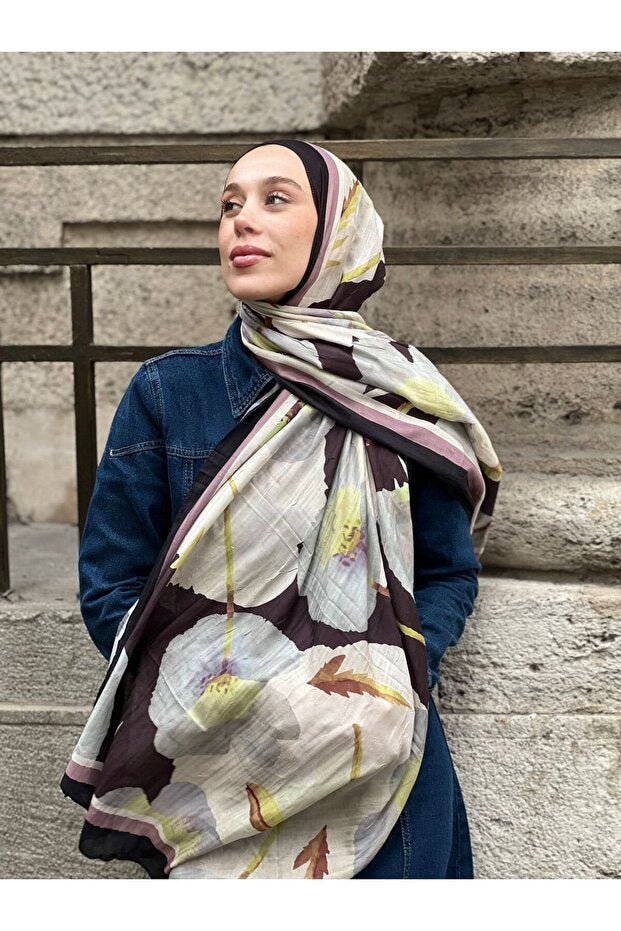 Poppy Pattern Bamboo Shawl - Soft & Lightweight - TryAladdin