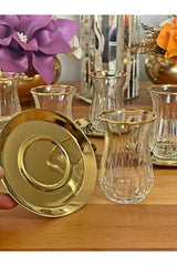 P&ora Premium Echo Gold Rimmed Glass Tea Set - 12 Piece - TryAladdin