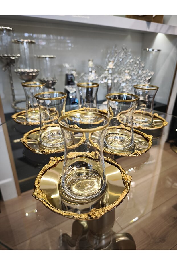 P&ora Professional Turkish Gold Rose Tea Serving Set - TryAladdin