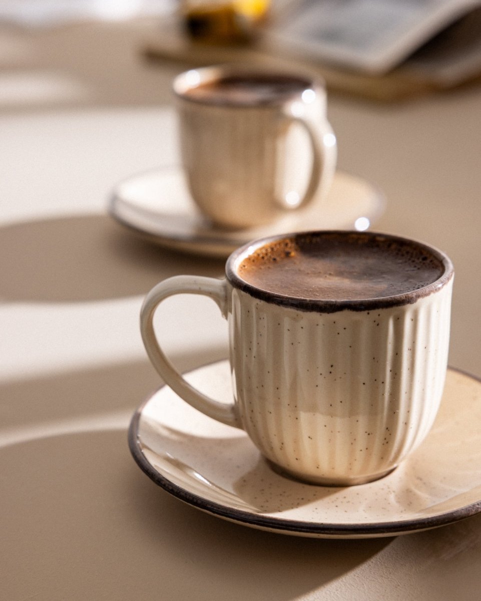 Porcelain 6 - Person Coffee Cup Set - Natural Design - TryAladdin