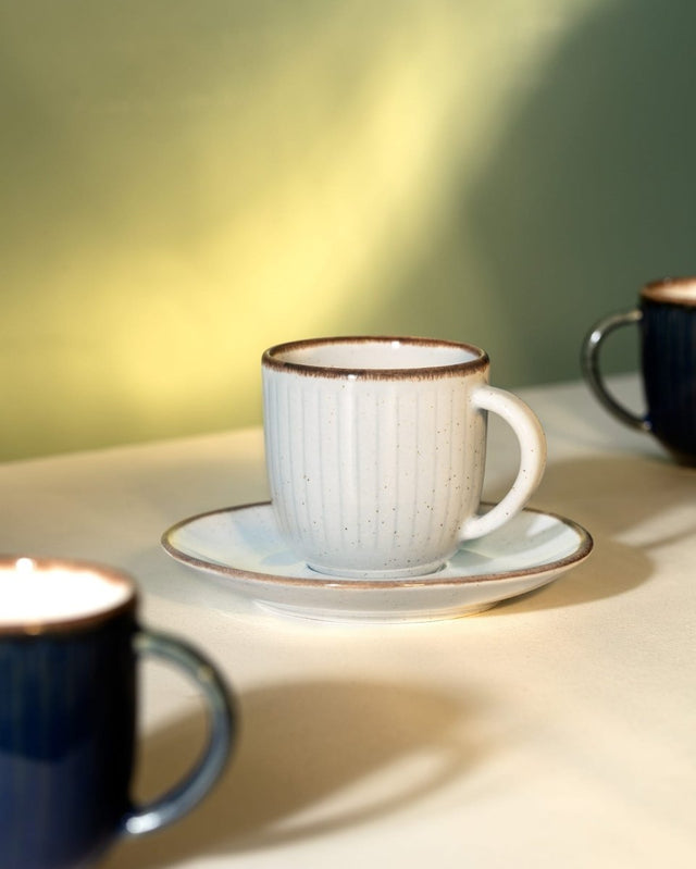 Porcelain 6 - Person Coffee Cup Set - Natural Earth Tones - TryAladdin