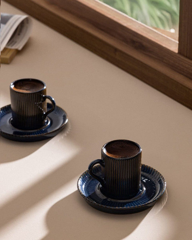 Porcelain Coffee Cup Set - Contemporary Ligne Nouveau - TryAladdin