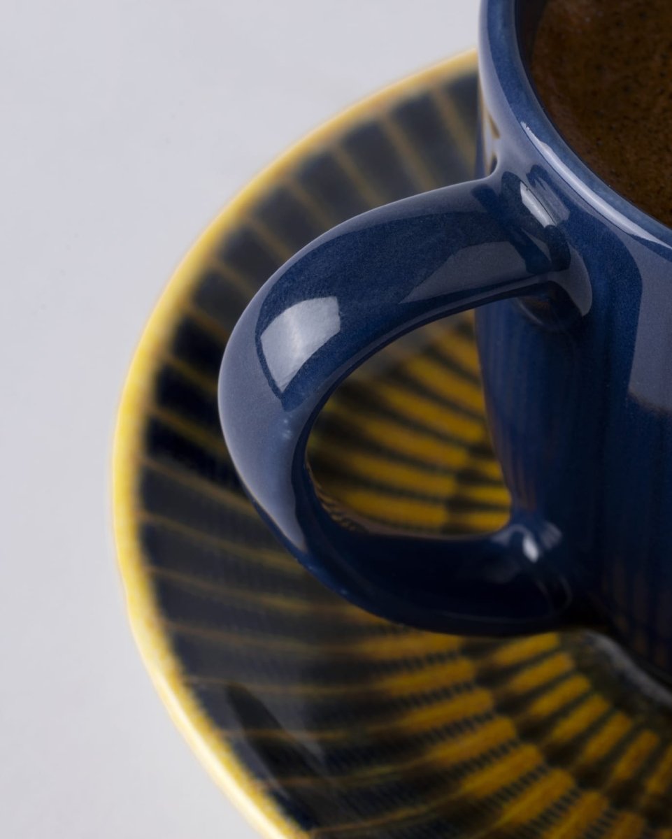 Porcelain Espresso & Coffee Cup Set, 4 - Piece for Two, 90ml, Indigo Terracotta - TryAladdin