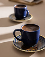 Porcelain Espresso & Coffee Cup Set, 4 - Piece for Two, 90ml, Indigo Terracotta - TryAladdin