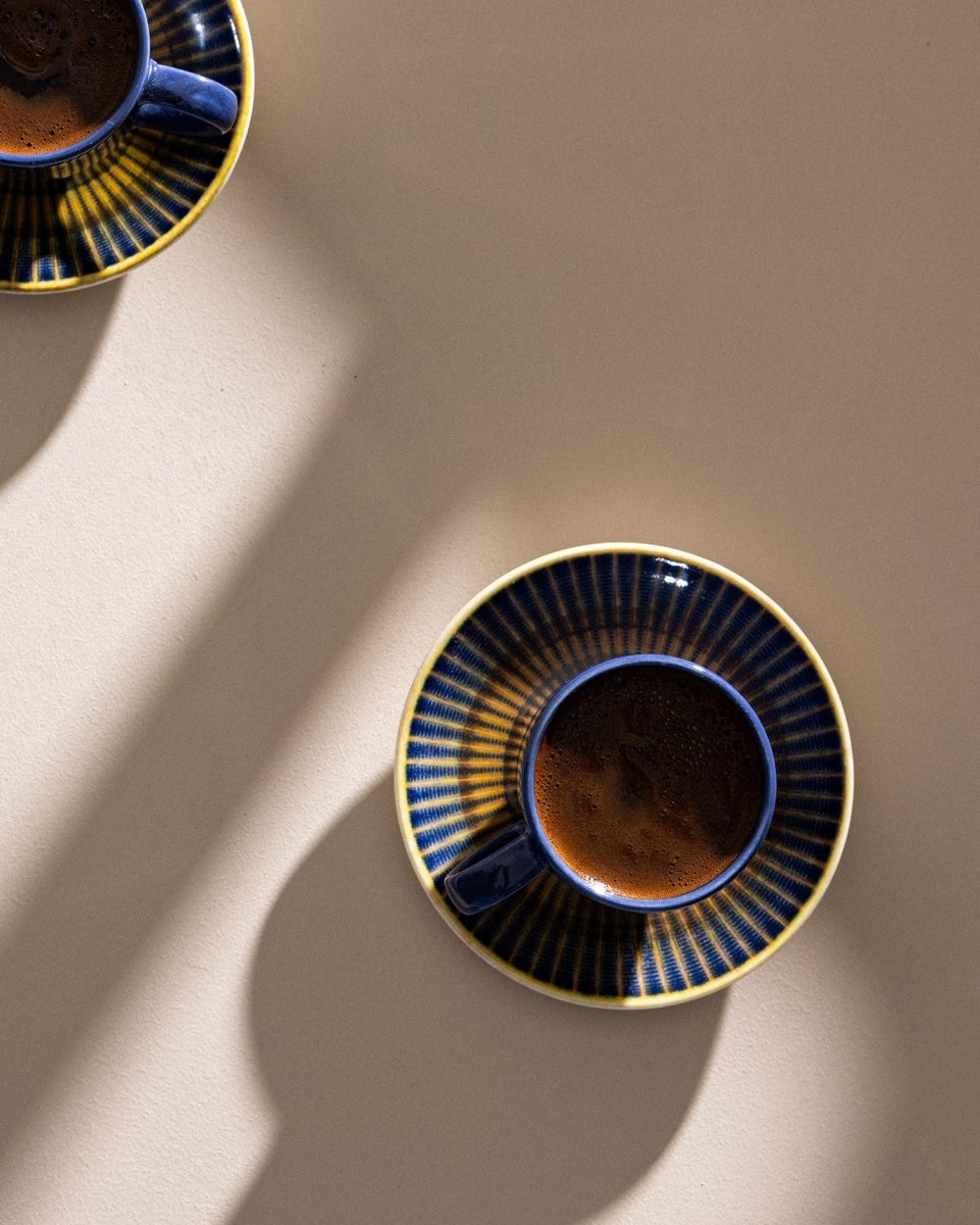 Porcelain Espresso & Coffee Cup Set, 4 - Piece for Two, 90ml, Indigo Terracotta - TryAladdin