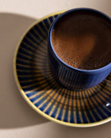 Porcelain Espresso & Coffee Cup Set, 4 - Piece for Two, 90ml, Indigo Terracotta - TryAladdin